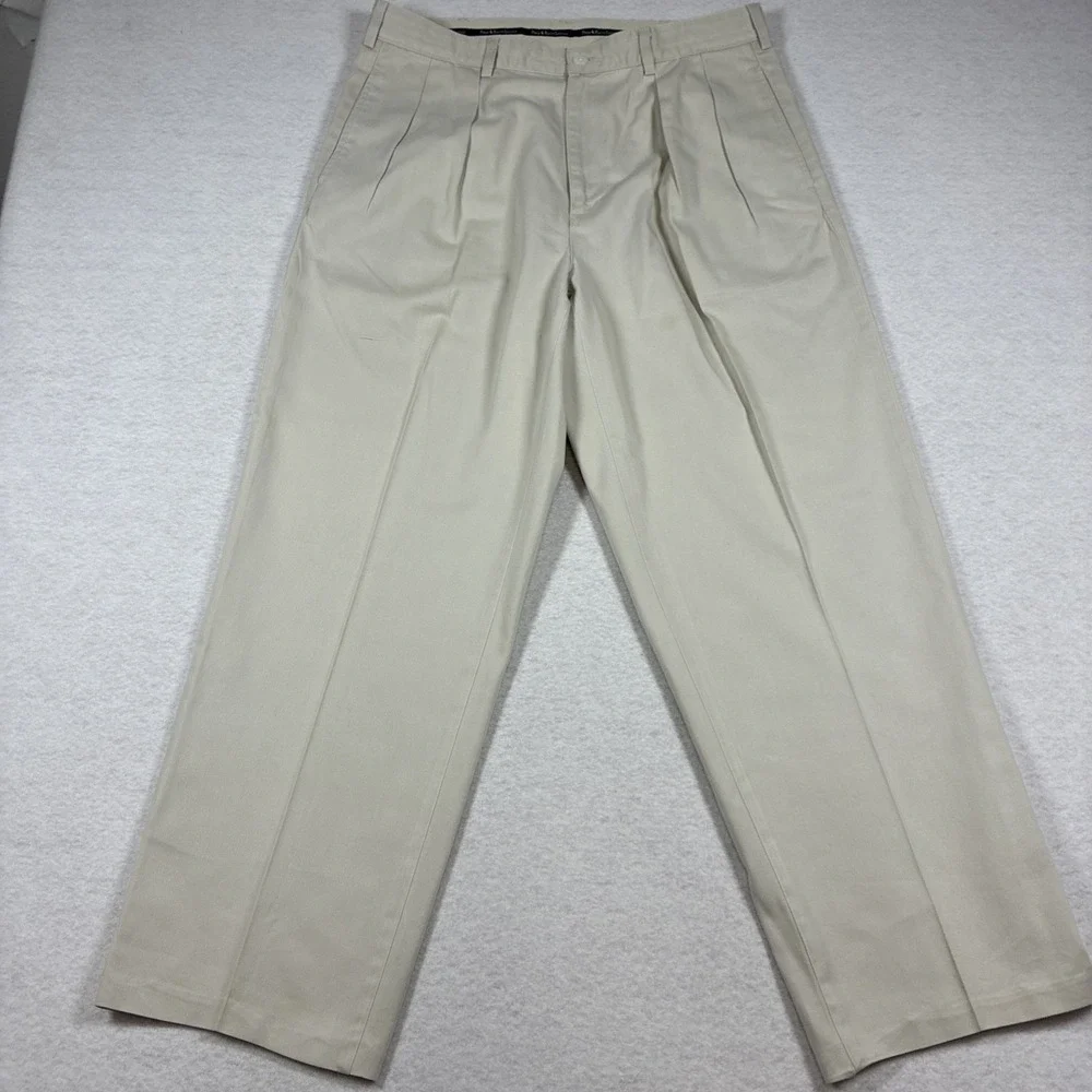 Vintage Polo Ralph Lauren Pants 35x32 Double Pleated Chino Made In USA 90s